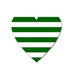 Horizontal Stripes - White and Dark Green Magnet (Heart)