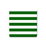 Horizontal Stripes - White and Dark Green Magnet (Square)