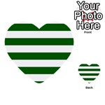 Horizontal Stripes - White and Dark Green Multi-purpose Cards (Heart)