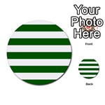 Horizontal Stripes - White and Dark Green Multi-purpose Cards (Round)