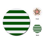 Horizontal Stripes - White and Dark Green Playing Cards (Round)