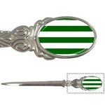 Horizontal Stripes - White and Dark Green Letter Opener