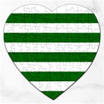 Horizontal Stripes - White and Dark Green Jigsaw Puzzle (Heart)