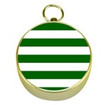 Horizontal Stripes - White and Dark Green Gold Compass