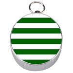 Horizontal Stripes - White and Dark Green Silver Compass