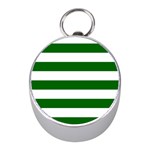 Horizontal Stripes - White and Dark Green Silver Compass (Mini)