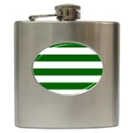 Horizontal Stripes - White and Dark Green Hip Flask (6 oz)