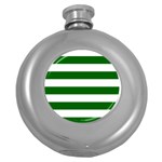 Horizontal Stripes - White and Dark Green Hip Flask (5 oz)