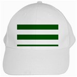 Horizontal Stripes - White and Dark Green White Cap