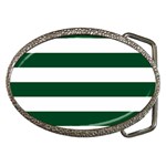 Horizontal Stripes - White and Forest Green Belt Buckle