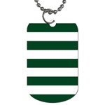 Horizontal Stripes - White and Forest Green Dog Tag (Two Sides)