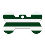 Horizontal Stripes - White and Forest Green Dog Tag Bone (One Side)