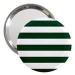 Horizontal Stripes - White and Forest Green 3  Handbag Mirror