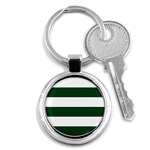 Horizontal Stripes - White and Forest Green Key Chain (Round)