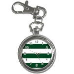 Horizontal Stripes - White and Forest Green Key Chain Watch