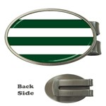 Horizontal Stripes - White and Forest Green Money Clip (Oval)