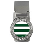 Horizontal Stripes - White and Forest Green Money Clip (CZ)