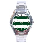 Horizontal Stripes - White and Forest Green Stainless Steel Analogue Watch