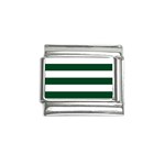 Horizontal Stripes - White and Forest Green Italian Charm (9mm)