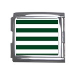 Horizontal Stripes - White and Forest Green Mega Link Italian Charm (18mm)