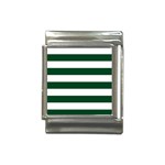Horizontal Stripes - White and Forest Green Italian Charm (13mm)