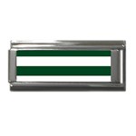 Horizontal Stripes - White and Forest Green Superlink Italian Charm (9mm)