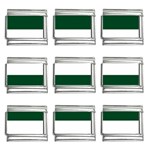 Horizontal Stripes - White and Forest Green 9mm Italian Charm (9 pack)