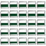 Horizontal Stripes - White and Forest Green 9mm Italian Charm (25 pack)