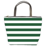 Horizontal Stripes - White and Forest Green Bucket Bag