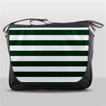 Horizontal Stripes - White and Forest Green Messenger Bag