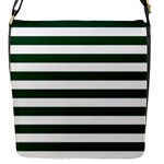 Horizontal Stripes - White and Forest Green Flap Closure Messenger Bag (S)