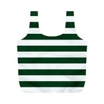 Horizontal Stripes - White and Forest Green Full Print Recycle Bag (M)
