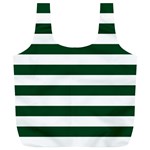 Horizontal Stripes - White and Forest Green Full Print Recycle Bag (XL)