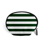 Horizontal Stripes - White and Forest Green Accessory Pouch (Small)