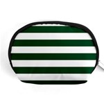 Horizontal Stripes - White and Forest Green Accessory Pouch (Medium)