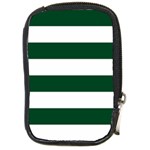 Horizontal Stripes - White and Forest Green Compact Camera Leather Case