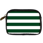 Horizontal Stripes - White and Forest Green Digital Camera Leather Case