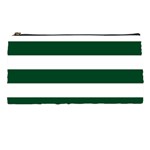 Horizontal Stripes - White and Forest Green Pencil Case
