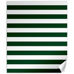 Horizontal Stripes - White and Forest Green Canvas 8  x 10 