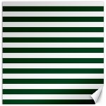 Horizontal Stripes - White and Forest Green Canvas 12  x 12 
