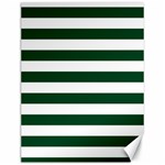 Horizontal Stripes - White and Forest Green Canvas 12  x 16 