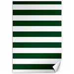 Horizontal Stripes - White and Forest Green Canvas 12  x 18 