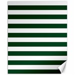 Horizontal Stripes - White and Forest Green Canvas 16  x 20 