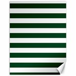 Horizontal Stripes - White and Forest Green Canvas 18  x 24 