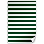 Horizontal Stripes - White and Forest Green Canvas 24  x 36 