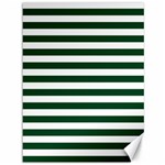 Horizontal Stripes - White and Forest Green Canvas 36  x 48 