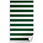 Horizontal Stripes - White and Forest Green Canvas 40  x 72 