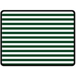 Horizontal Stripes - White and Forest Green Fleece Blanket (Large) (One Side)