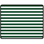 Horizontal Stripes - White and Forest Green Fleece Blanket (Medium) (One Side)