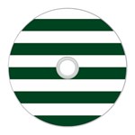 Horizontal Stripes - White and Forest Green CD Wall Clock